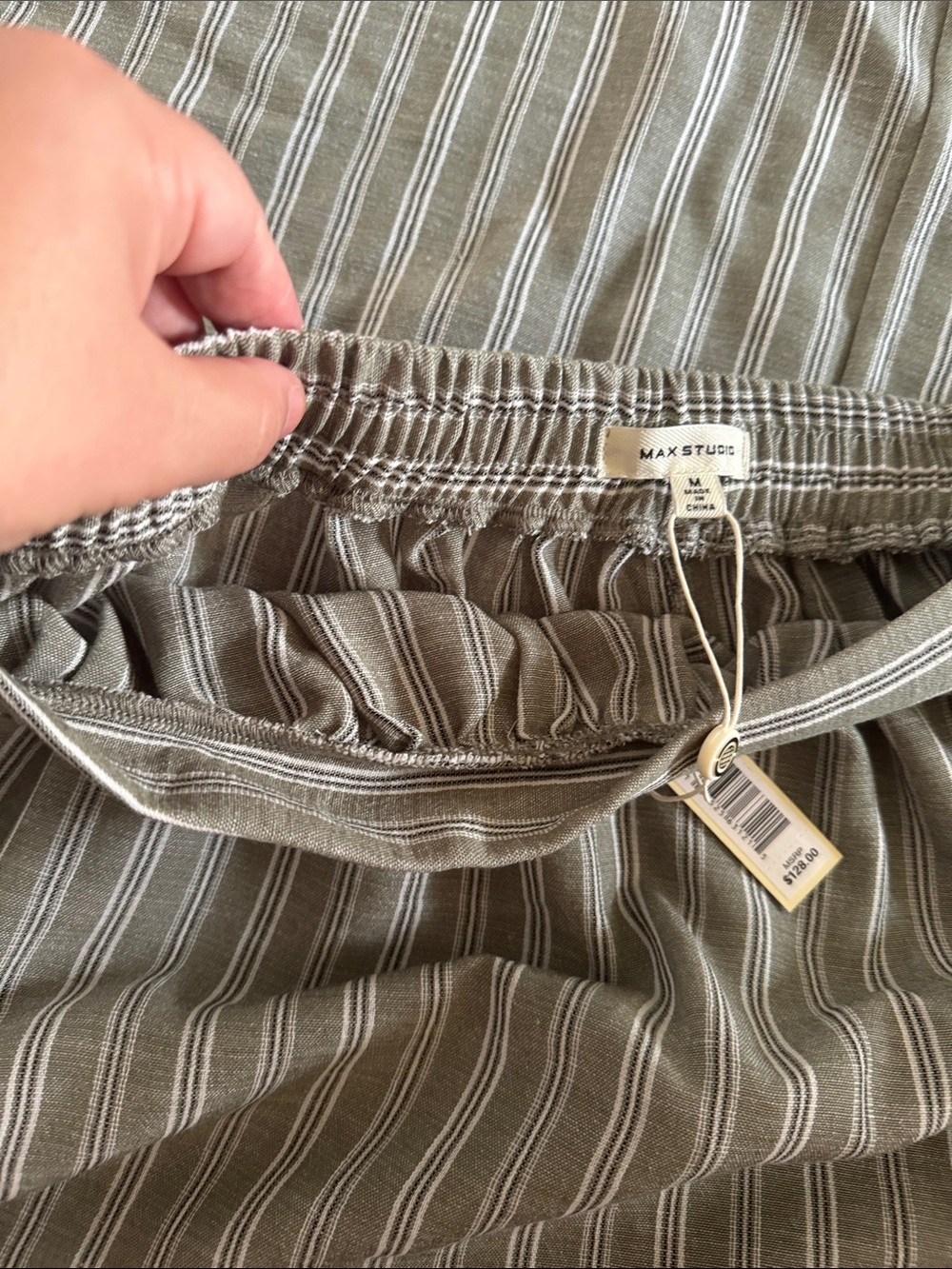 Max Studio Gray Striped Gathered Skirt - Picture 10 of 10